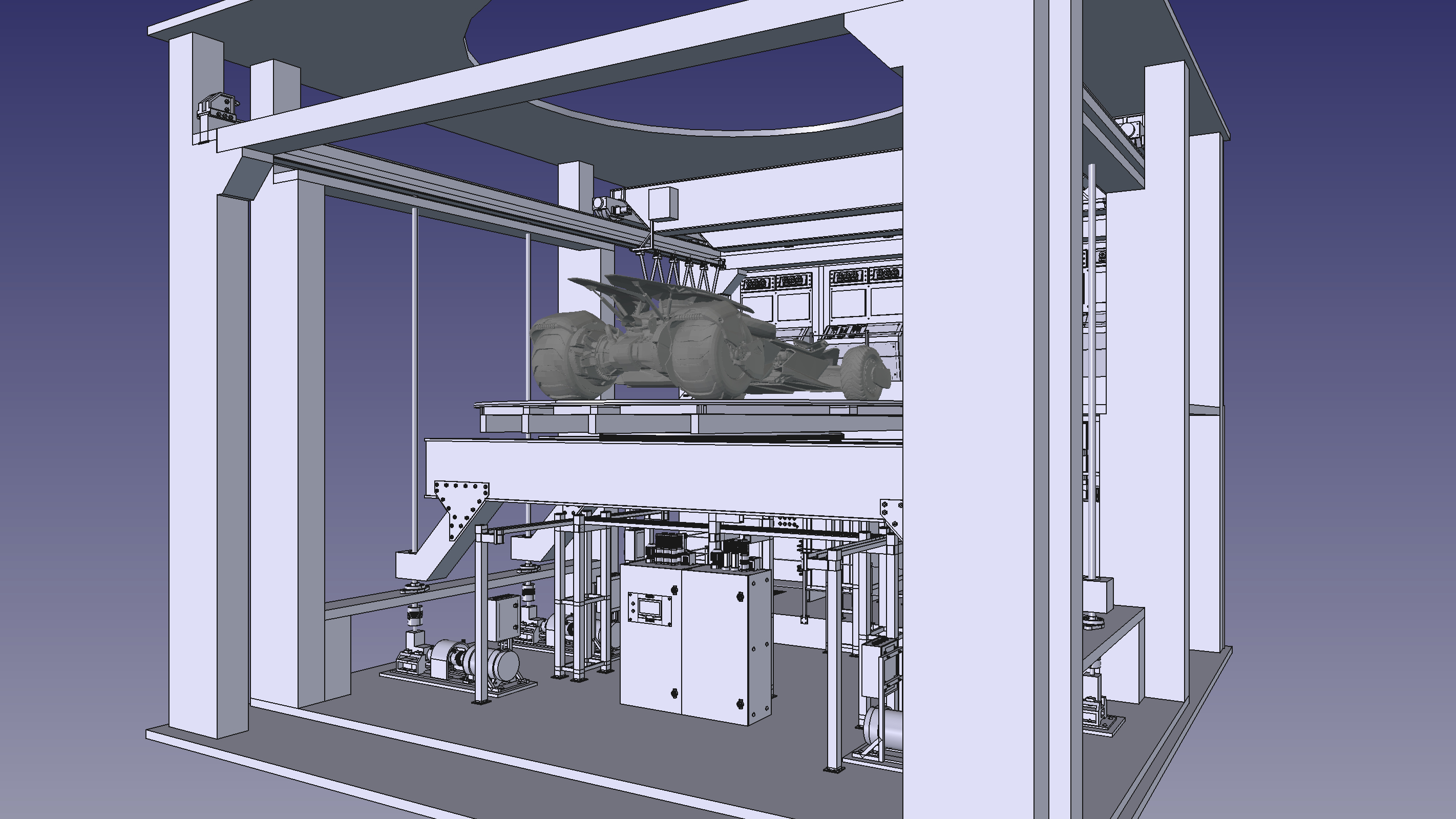 Avancement de la conception 3D du diorama de la Batcave avec FreeCAD 1.1.1