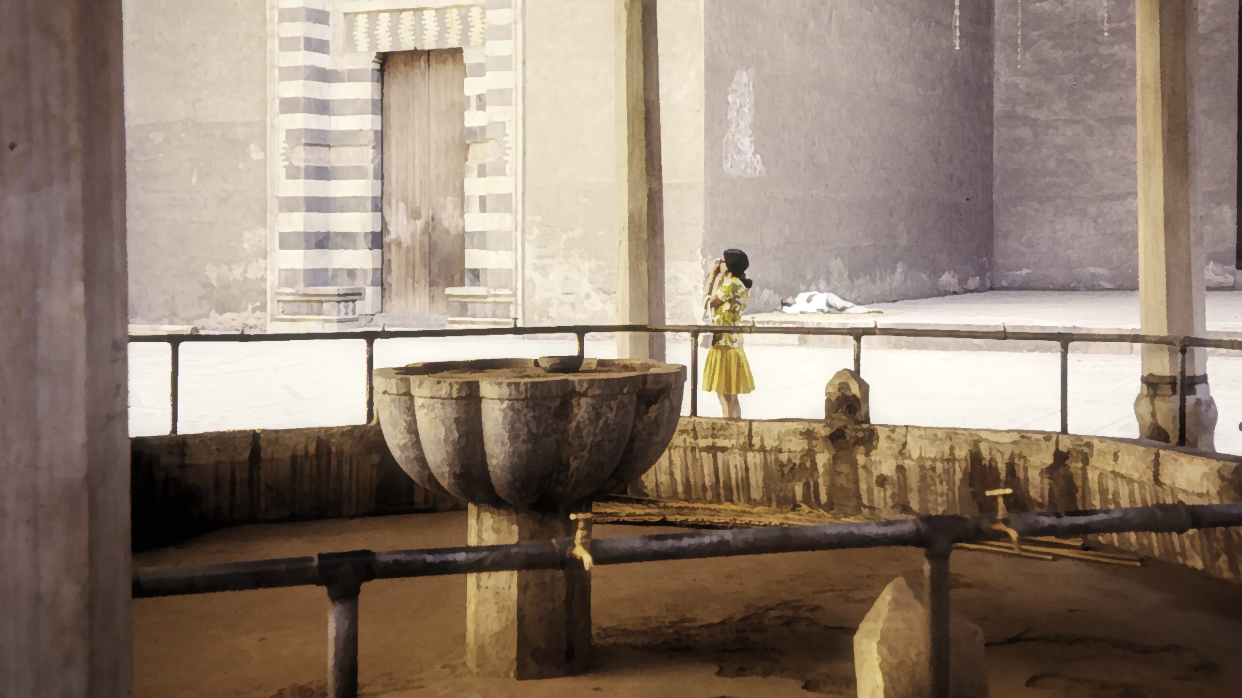 the cleansing area inside a mosque in Cairo