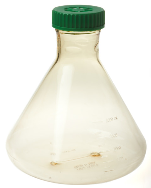 Erlenmeyer and Fernbach 3L Fernbach Flask, Vent Cap, Plain Bottom, Sterile
