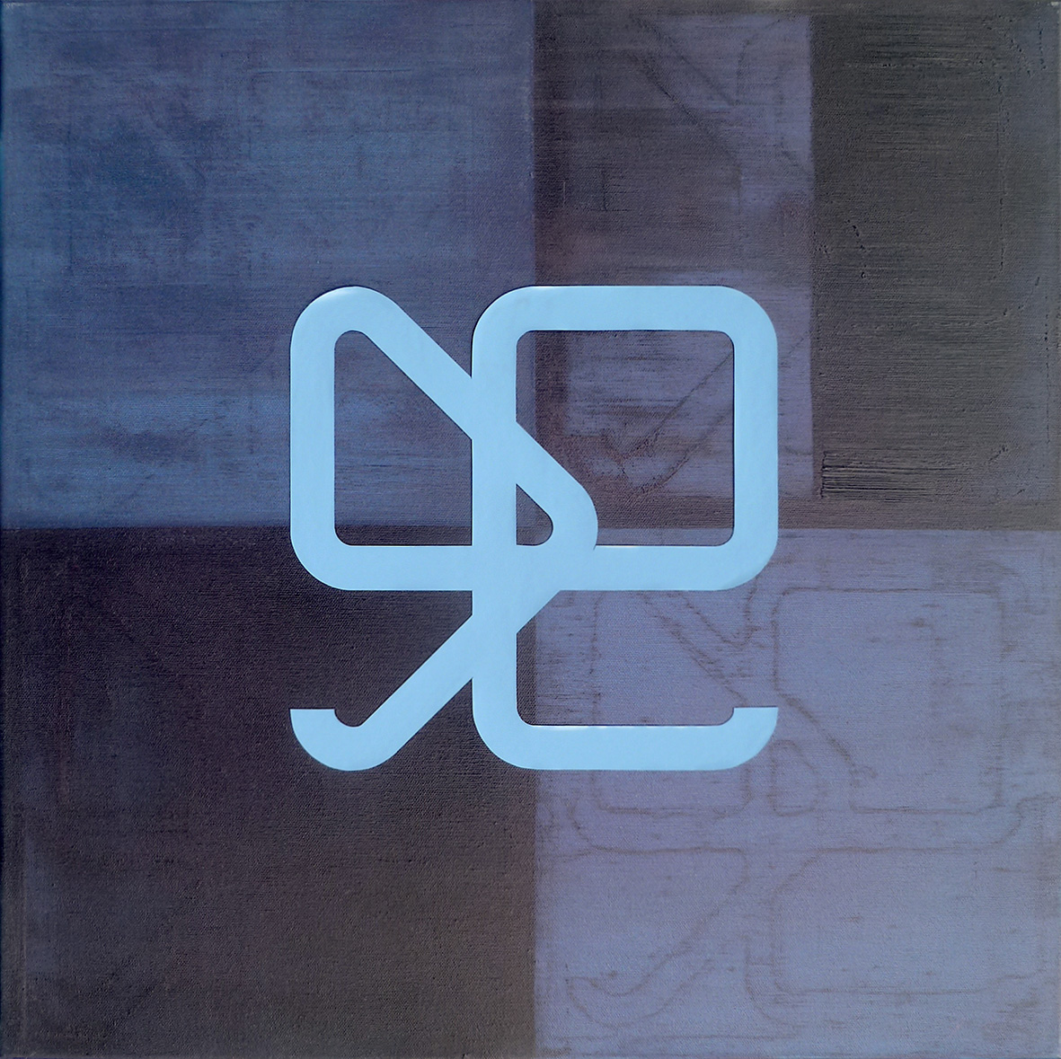 Huile, acrylique et toile cirée sur toile 60 x 60 cm