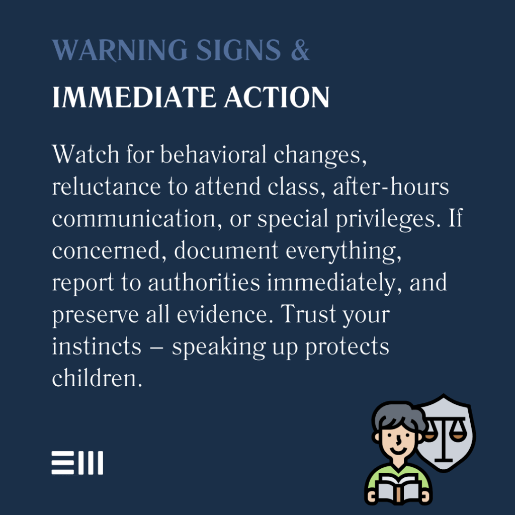 An infographic illustrating warning signs and immediate action.
