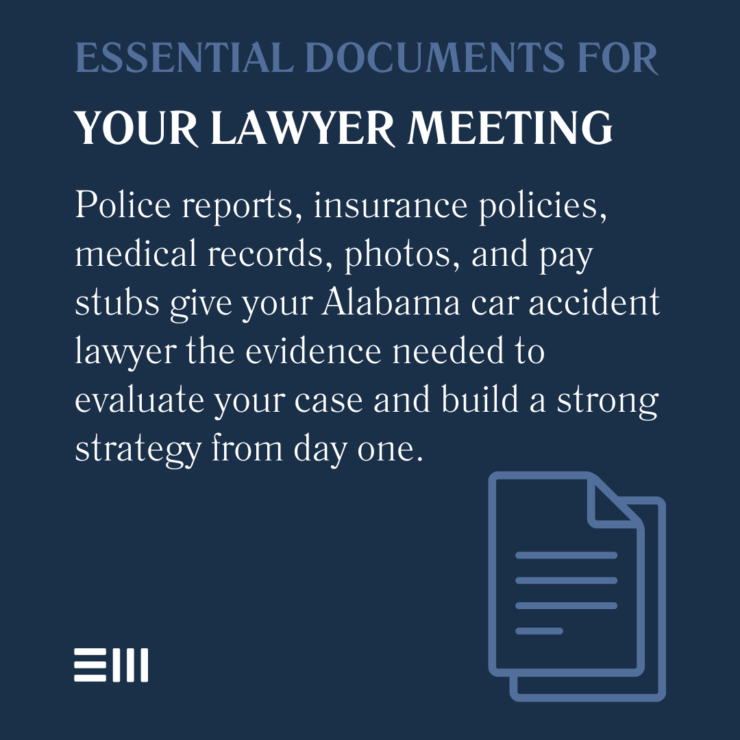 An infographic illustrating essential documents for your lawyer meeting.
