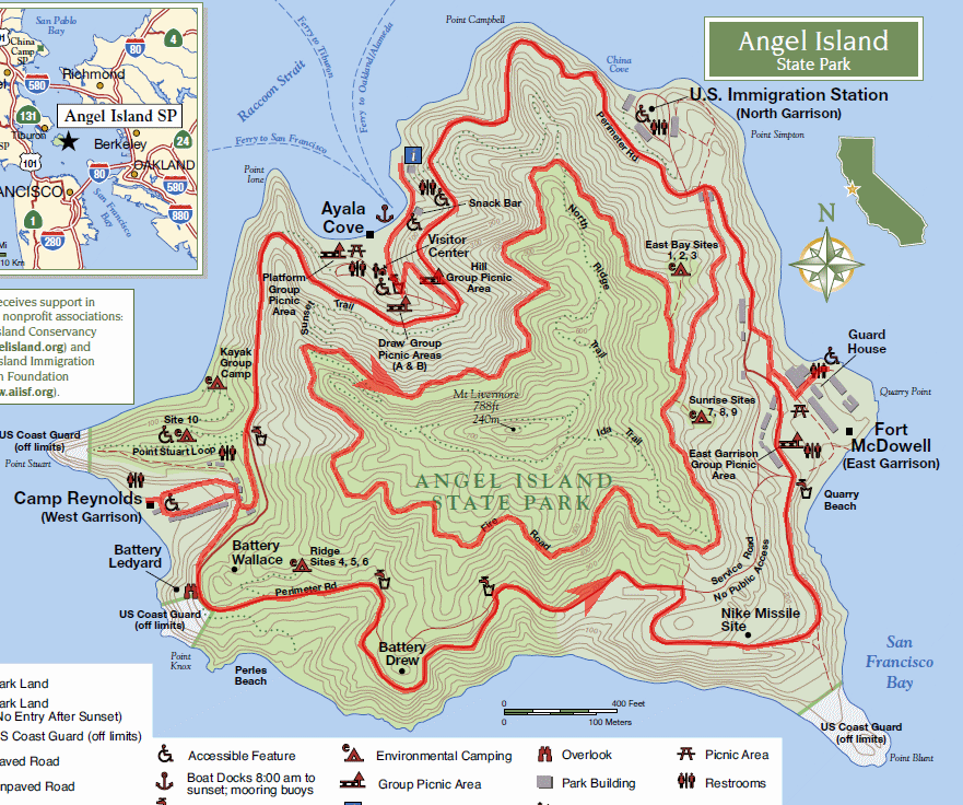 Angel Island Bay Area Mountain Bike Rides Parkmap.