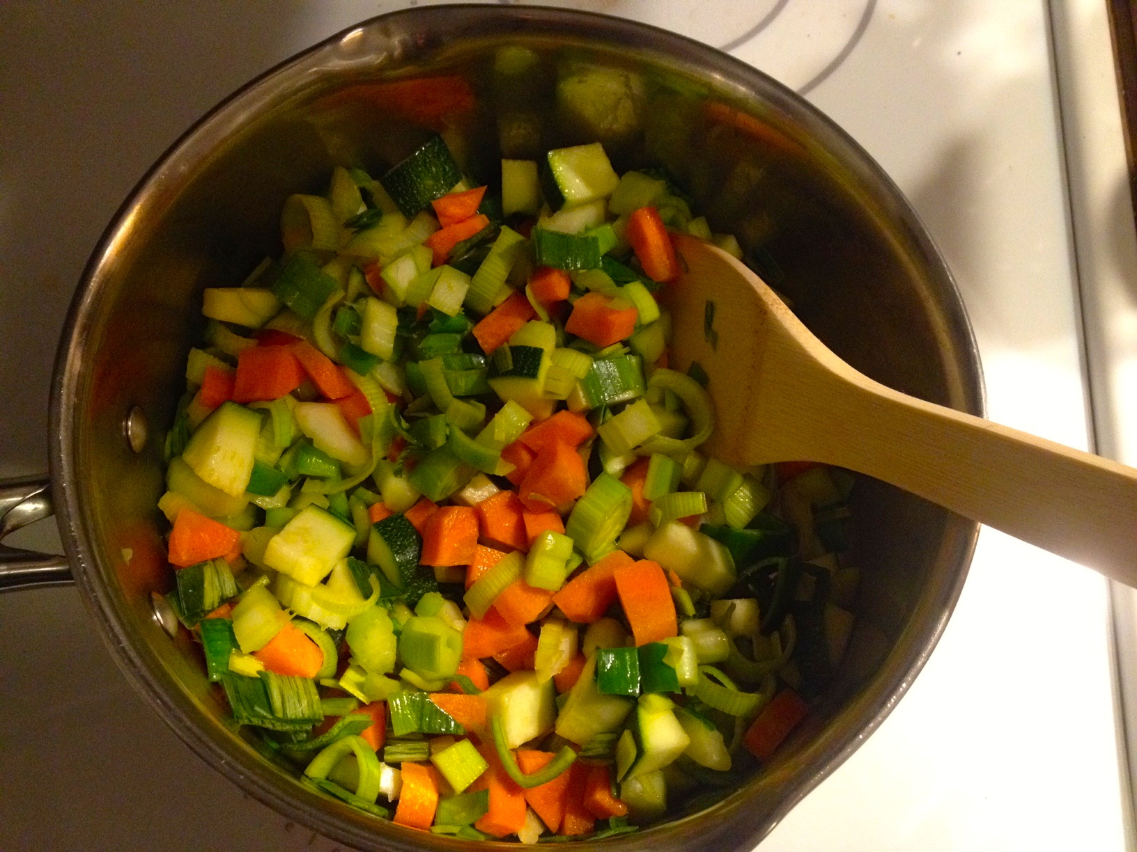 I sauteed the veggies and spices in a tiny bit of oil before adding liquid