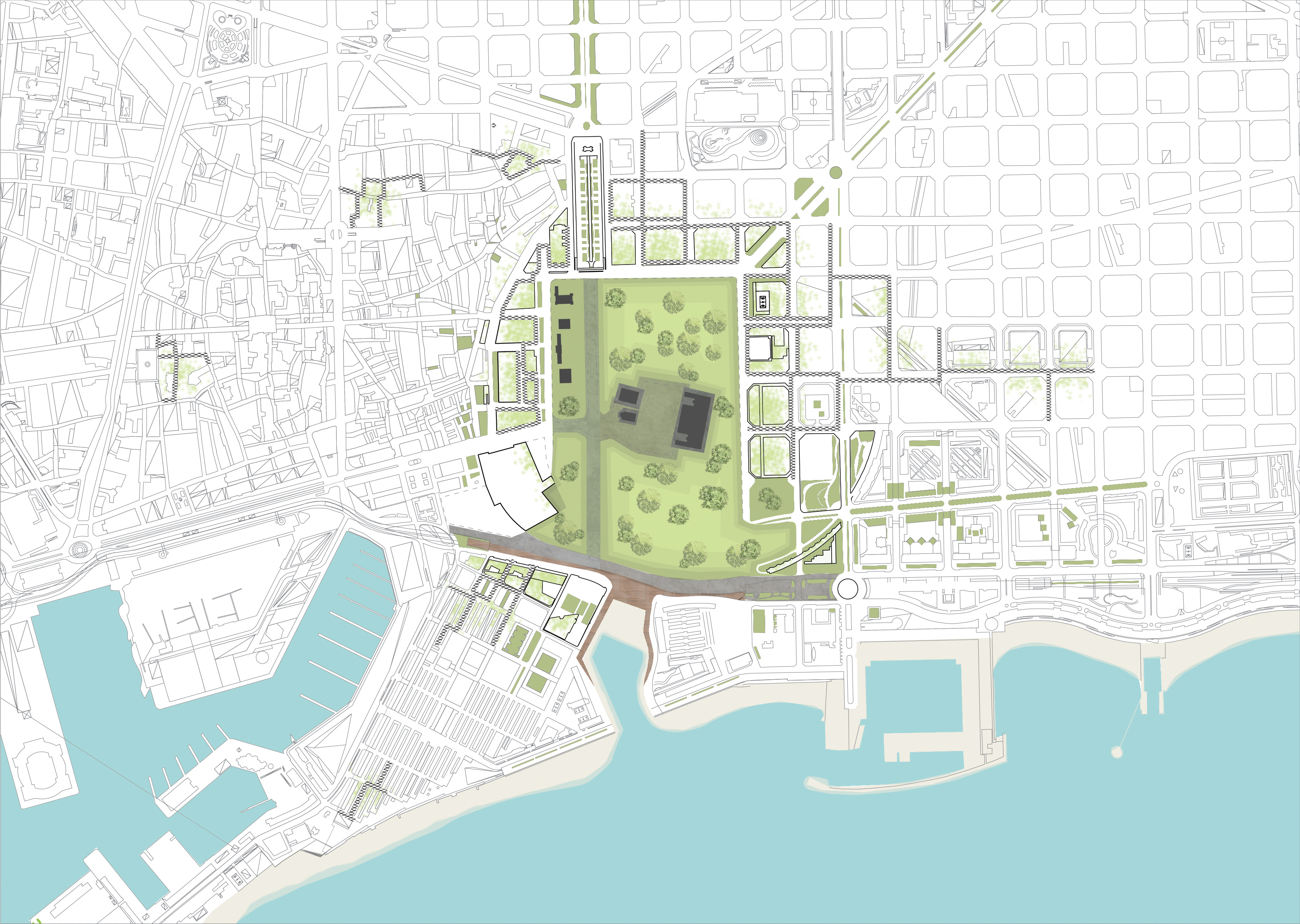 Schematic initial masterplan