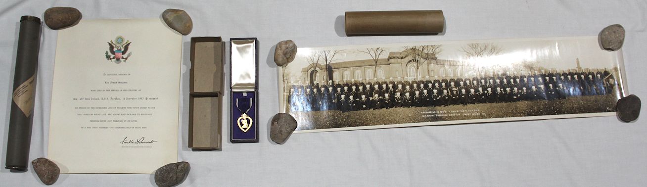 H058. WWII U.S. NAVY NAMED KIA PURPLE HEART GROUP, USS PRESTON - B