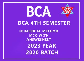 BCA 4th semester Numerical Method 2023 year 2020 BATCH MCQ WITH ANSWERSHEET