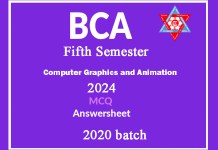 Computer Graphics and Animation 2020 batch mcq With answersheet BCA Fifth Semester and exam held on 2024 may 13