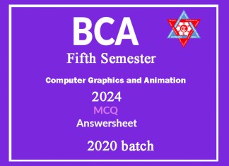 Computer Graphics and Animation 2020 batch mcq With answersheet BCA Fifth Semester and exam held on 2024 may 13