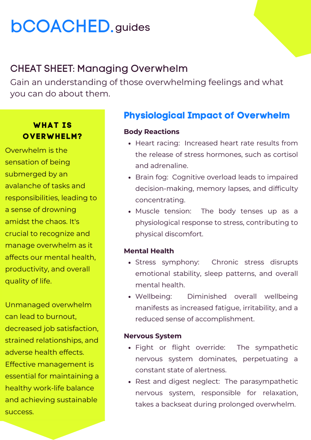 How to manage Overwhelm - bCOACHED