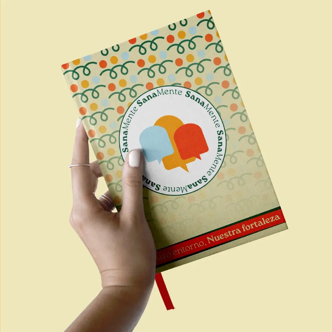 Mockup de un diseño de agenda para SanaMente