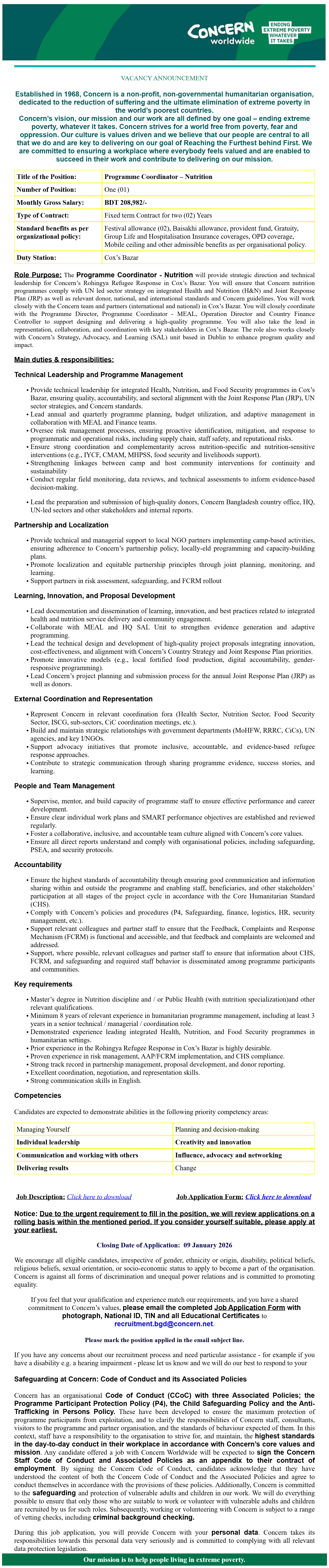 Concern Worldwide Job Circular 2026