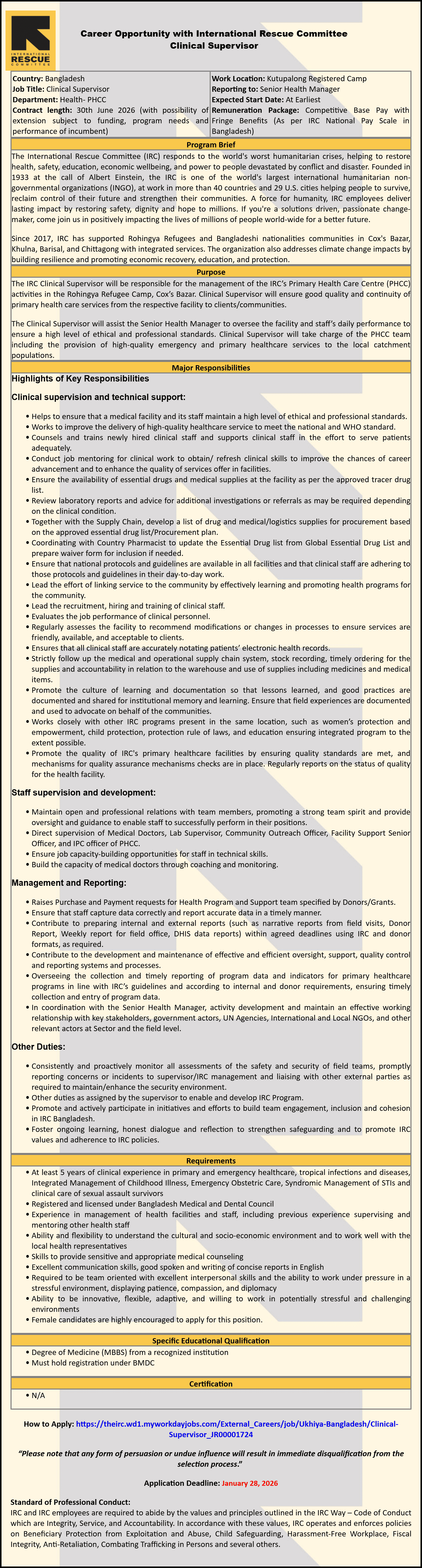 IRC NGO Job Circular 2026