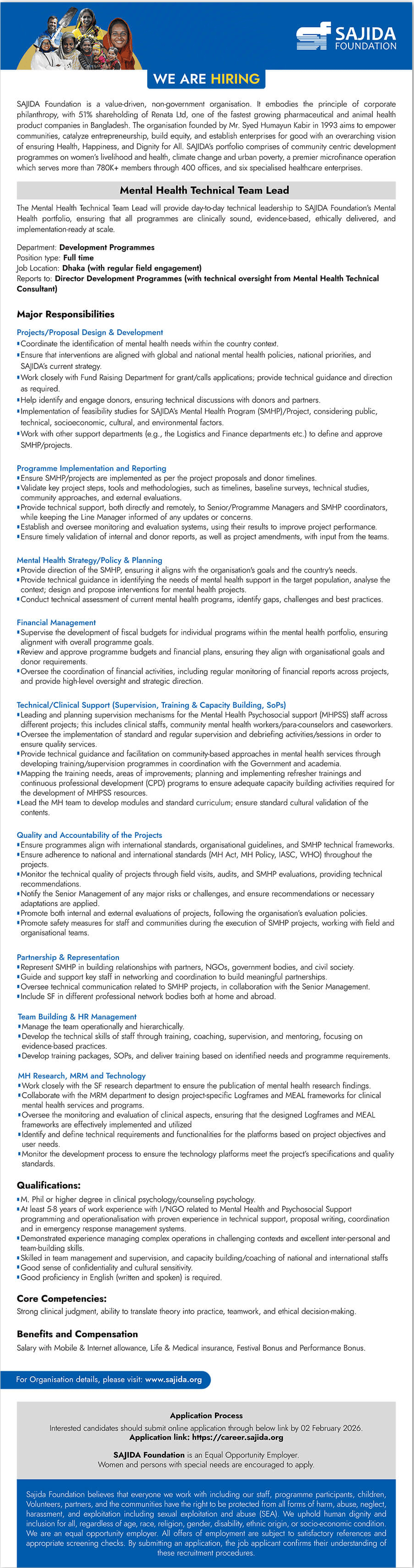 SAJIDA Foundation Job Circular 2026