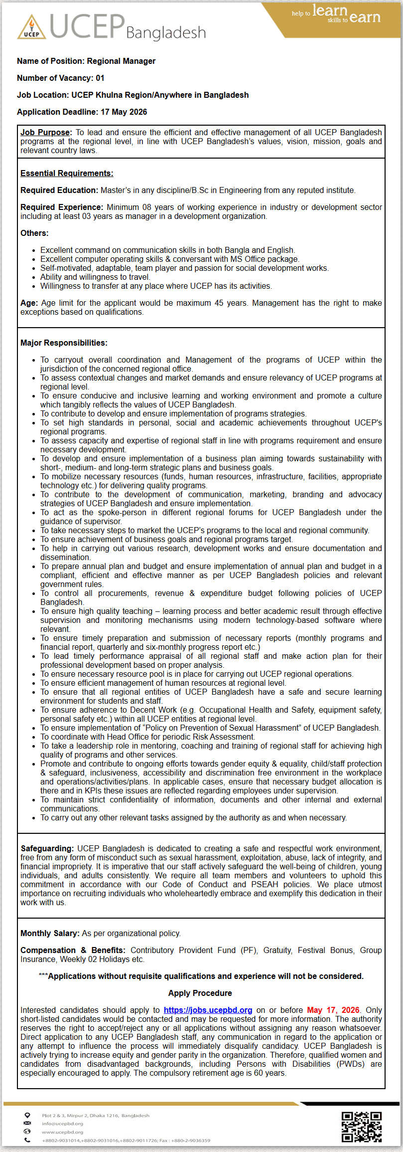 UCEP Bangladesh Job Circular 2026
