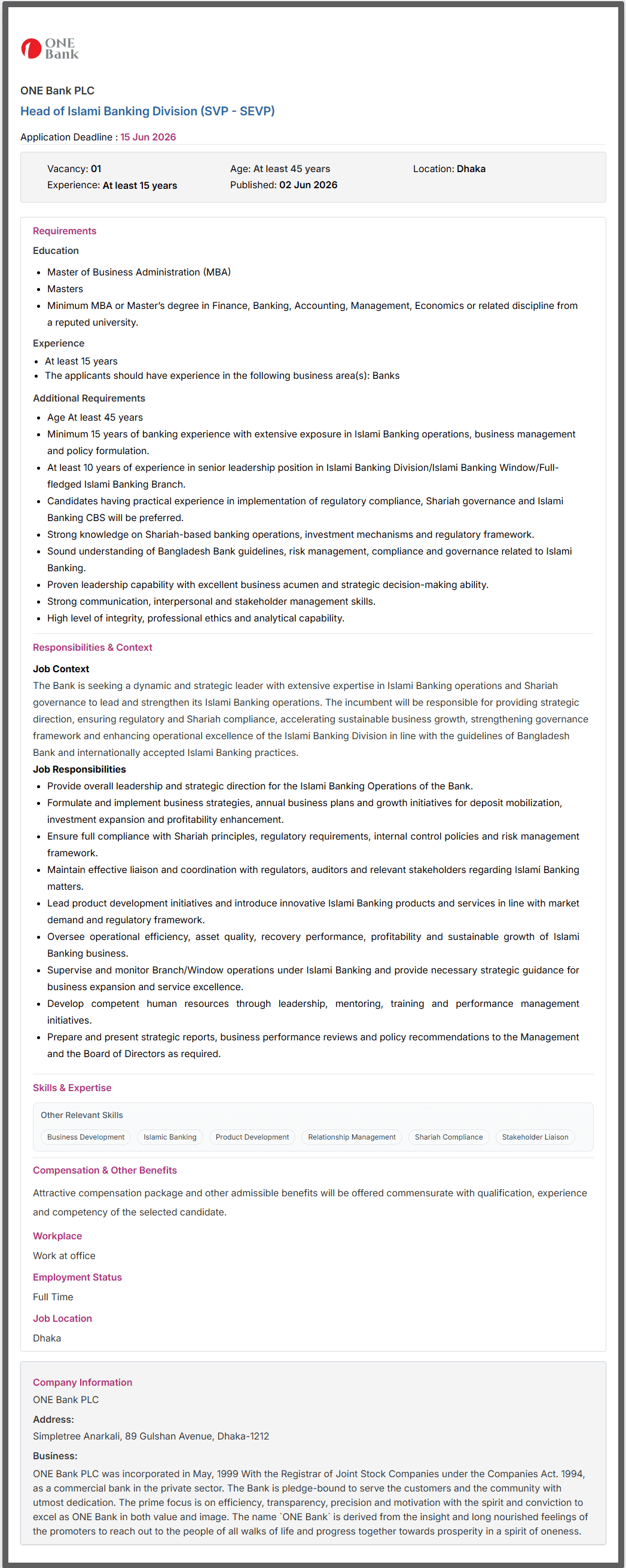 NCC Bank Job Circular 2026