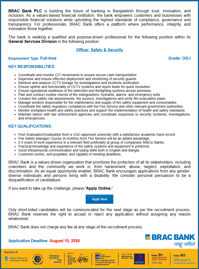BRAC Bank Job Circular 2026