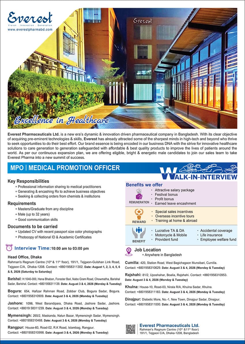 Everest Pharmaceuticals Job Circular 2026