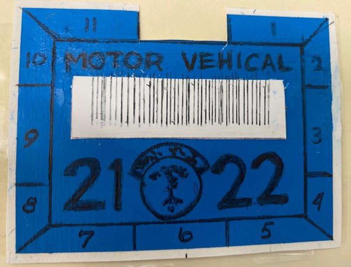 A fake inspection sticker.