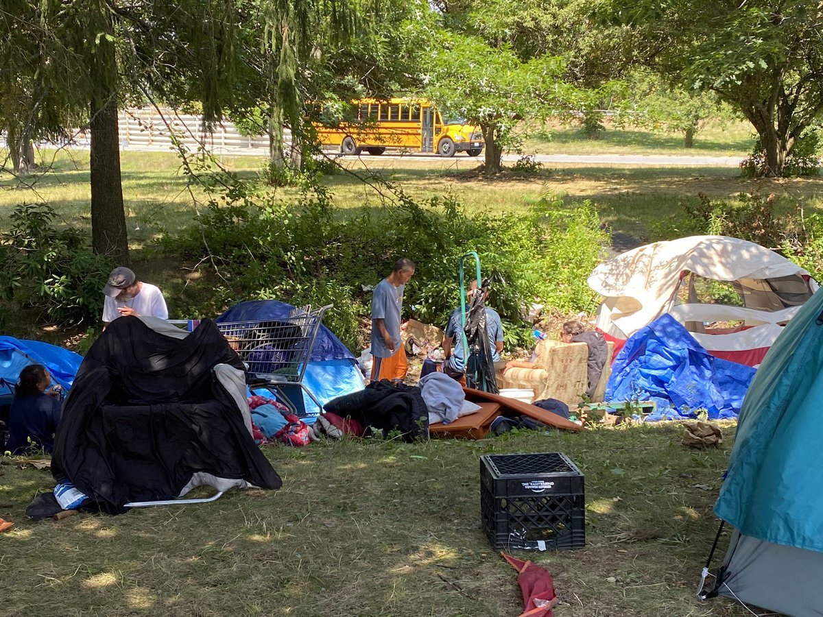 Portland is removing homeless camps as it enforces a new policy prohibiting the practice in public spaces.