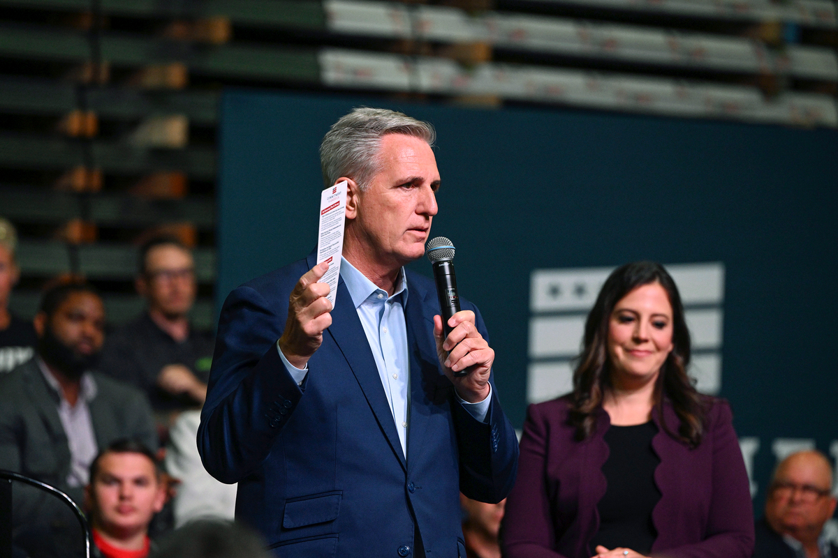 Kevin McCarthy speaks in Pennsylvania, where he unveiled the GOP agenda on Friday.