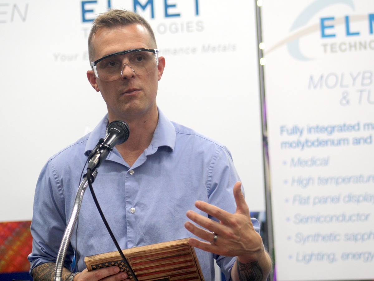 Jared Golden was given an award Tuesday by the Chamber of Commerce for his work in Washington.