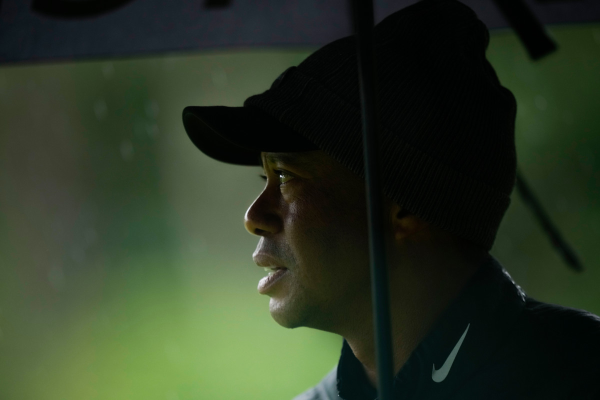 That ends Tiger Woods' streak of completing all 72 holes of every tournament he has played at Augusta National as a professional.