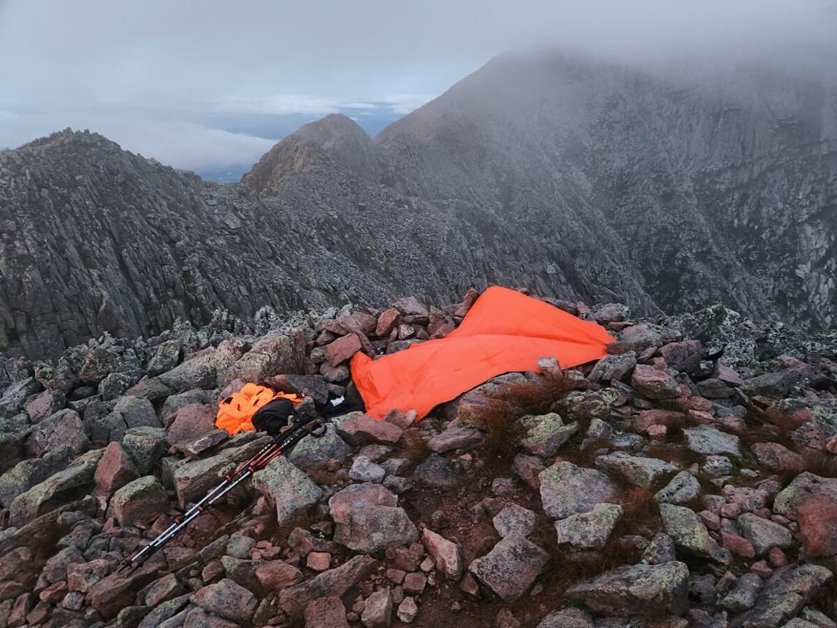 The weather deteriorated quickly on Katahdin, forcing the rescue party to shelter in place overnight.