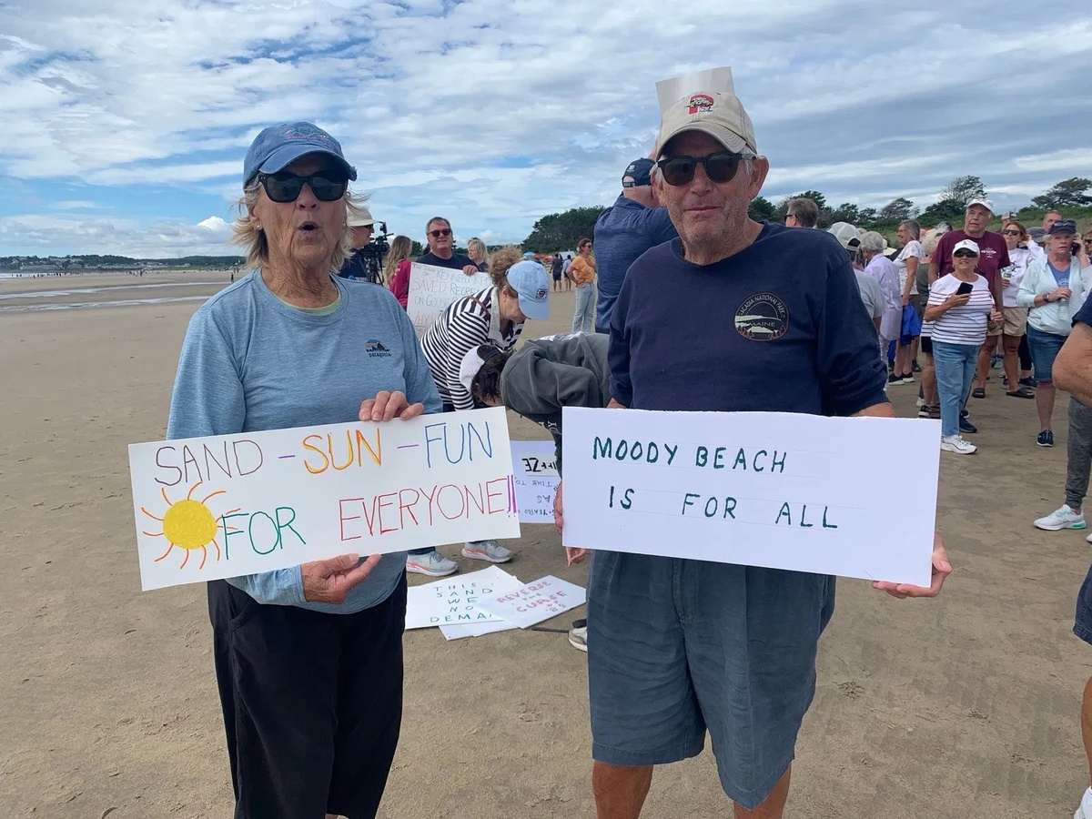 Organizers said that the public has access to about 40 feet of the more than mile-long stretch of Moody Beach.