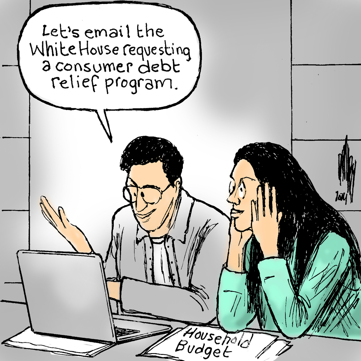 "Let's email the White House requesting a consumer debt relief program."