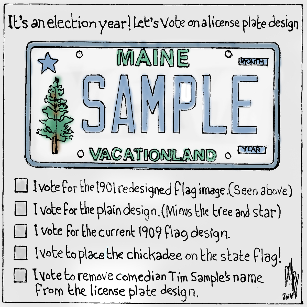It's an election year. Let's vote on a license plate design!