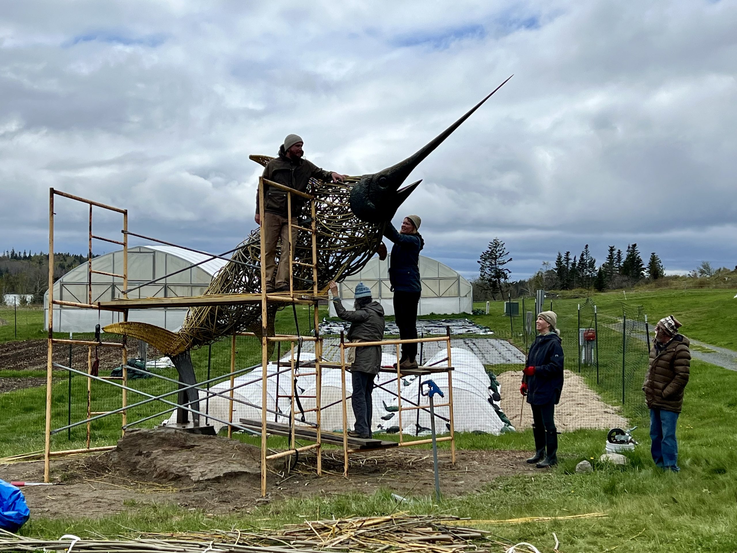 A 21-foot sculpture honors the tribes that hunted swordfish in the gulf of Maine