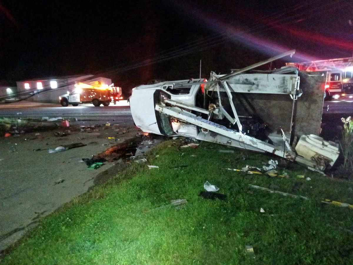 Man allegedly crashed stolen utility truck and brought down power lines and utility pole