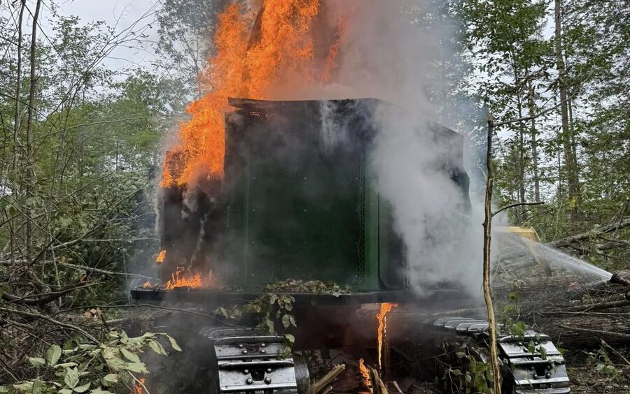 Crews battle fire at Charleston logging operation