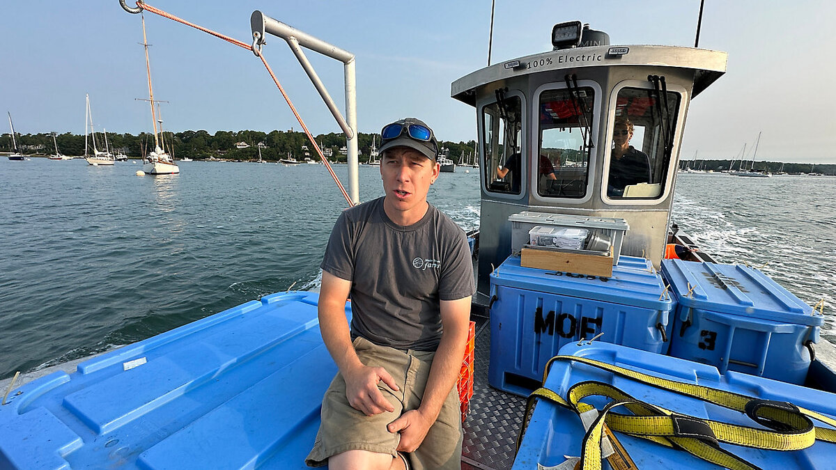 Seeking to reduce noise and pollution, Maine Ocean Farms launches all-electric aquaculture boat