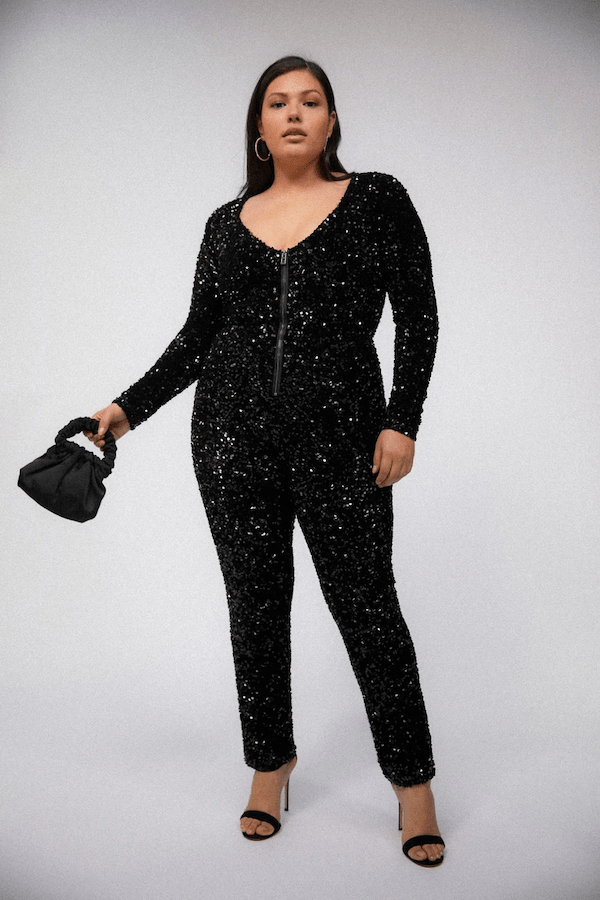 black sequin jumpsuit plus size