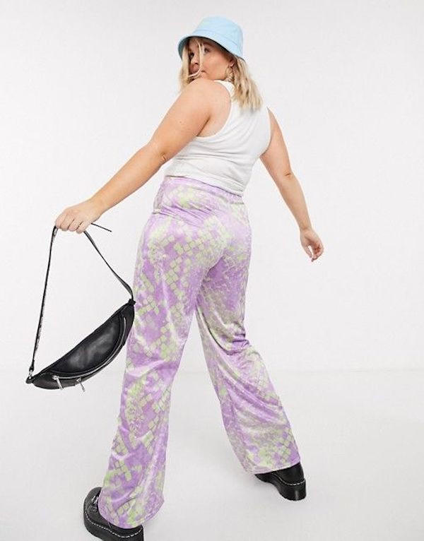 pink snake print flares