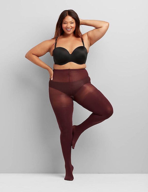 plus size brown opaque tights