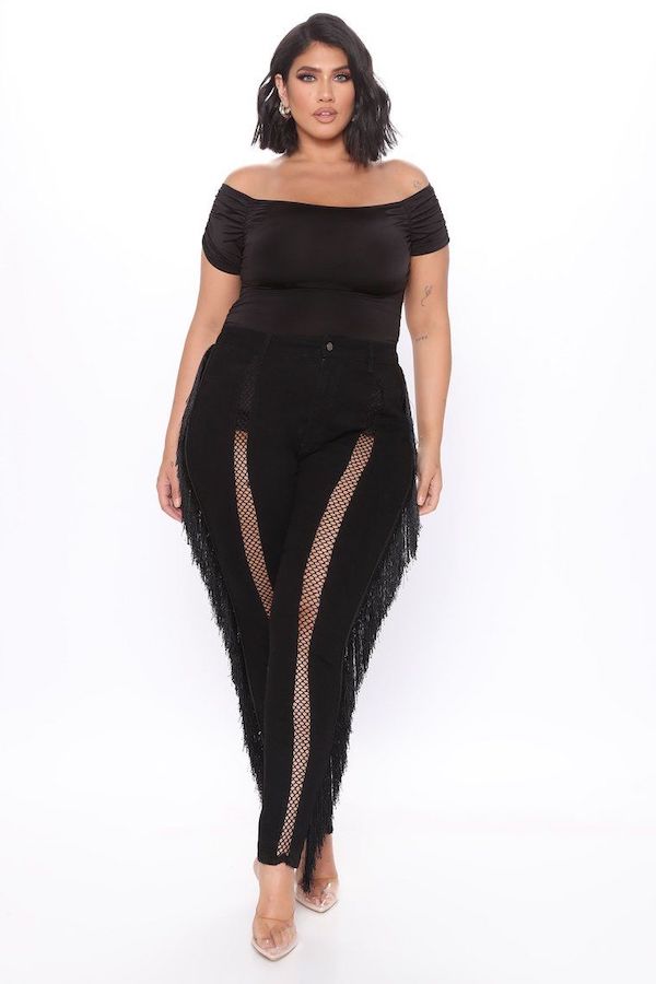 plus size fringe pants
