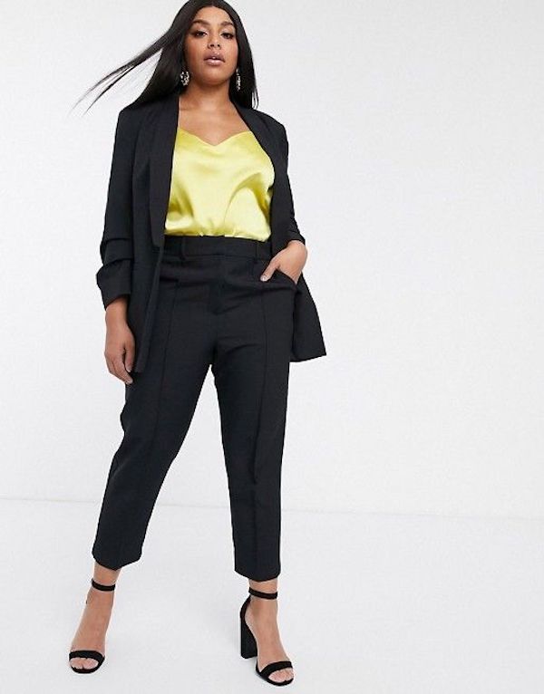 black plus size pant suits