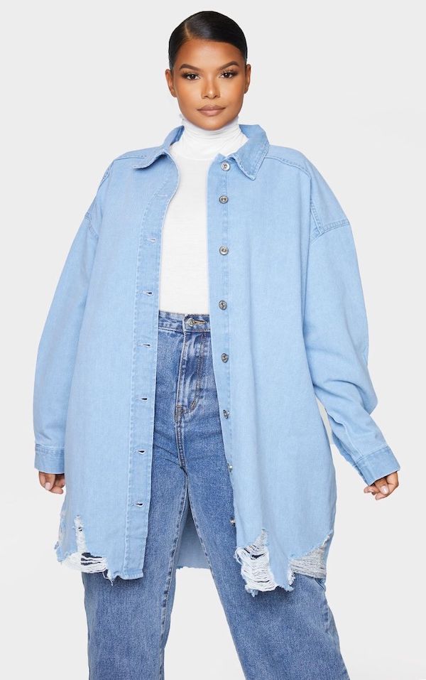 plus size oversized denim shirt