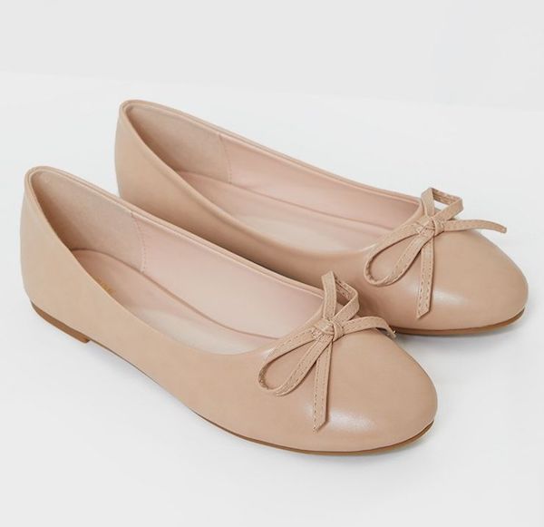 wide fit nude flats