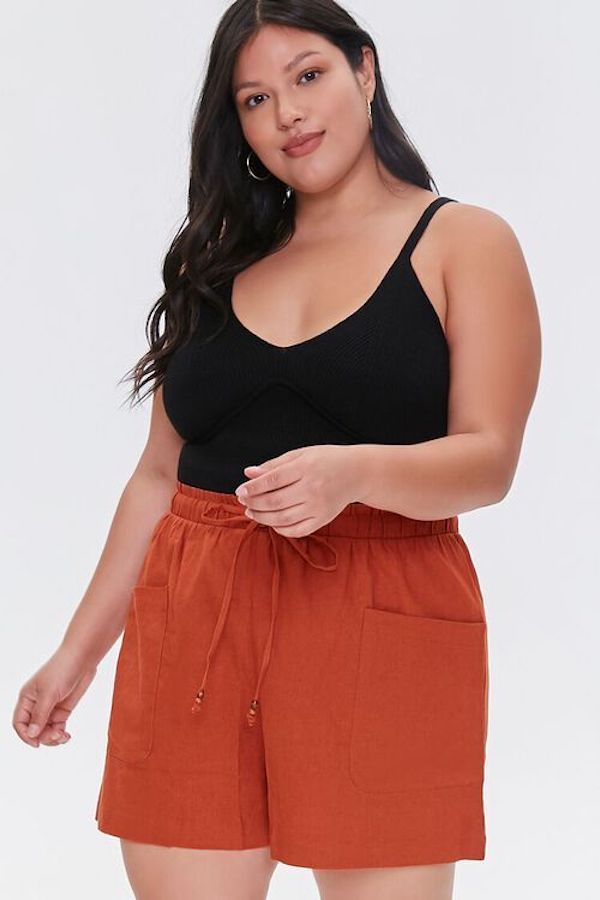 women's plus size linen shorts