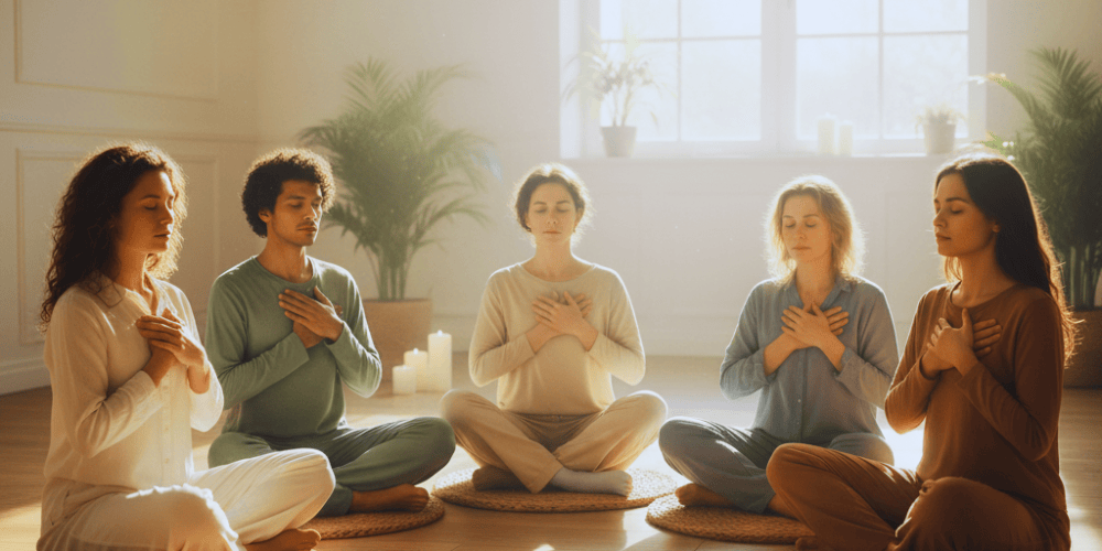 Group practicing heart-centered meditation
