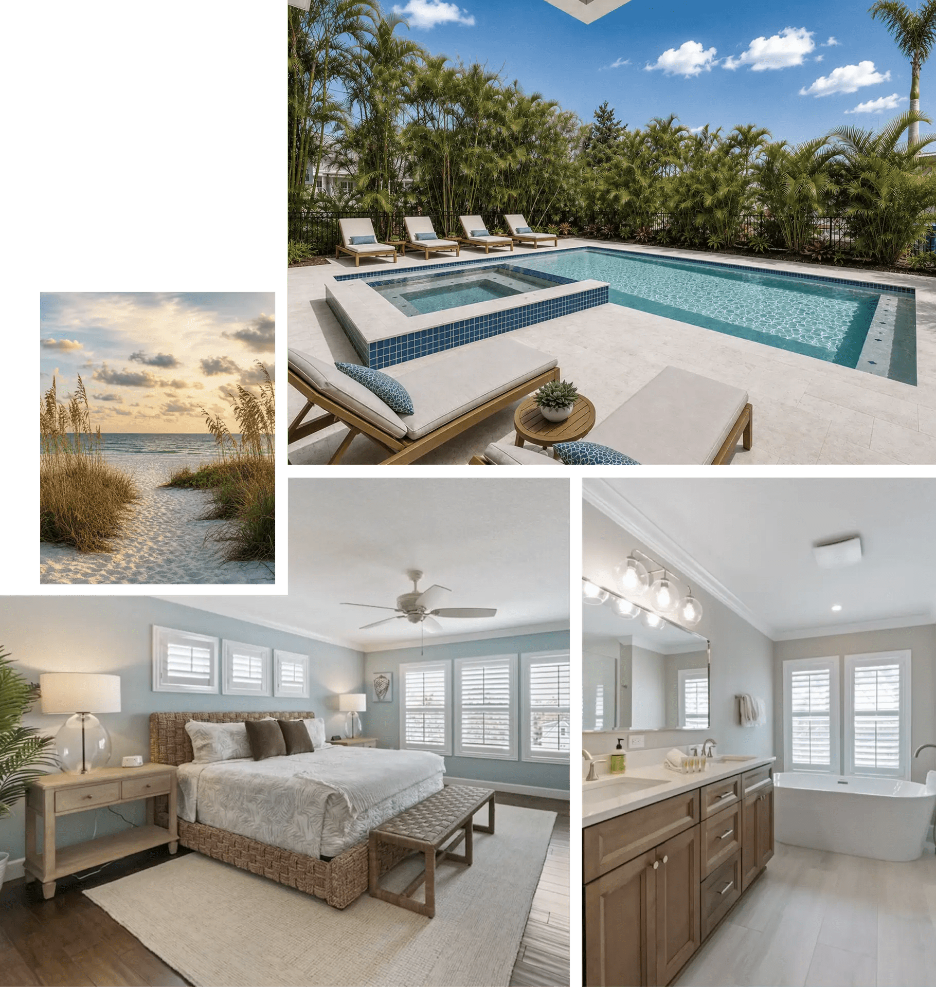 Collage of photos from Sea Haven beach home.