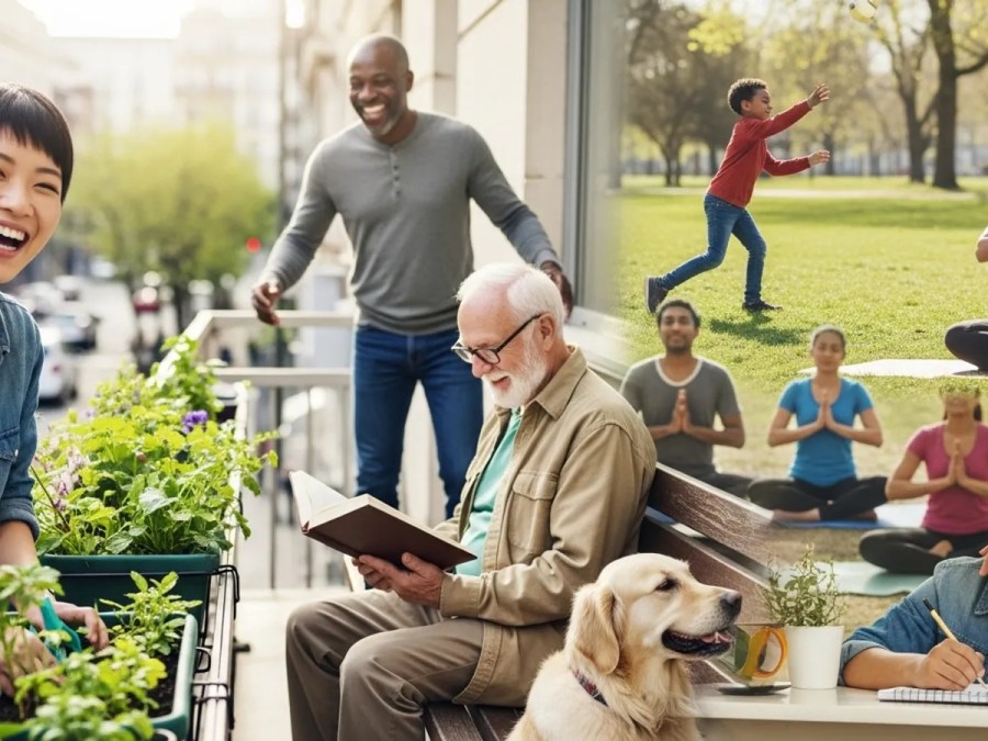 Collage of images featuring people enjoying various activities, reflecting enhanced patient well-being through Cognitive Behavioral Therapy (CBT) and illustrating client success stories in achieving a balanced lifestyle.