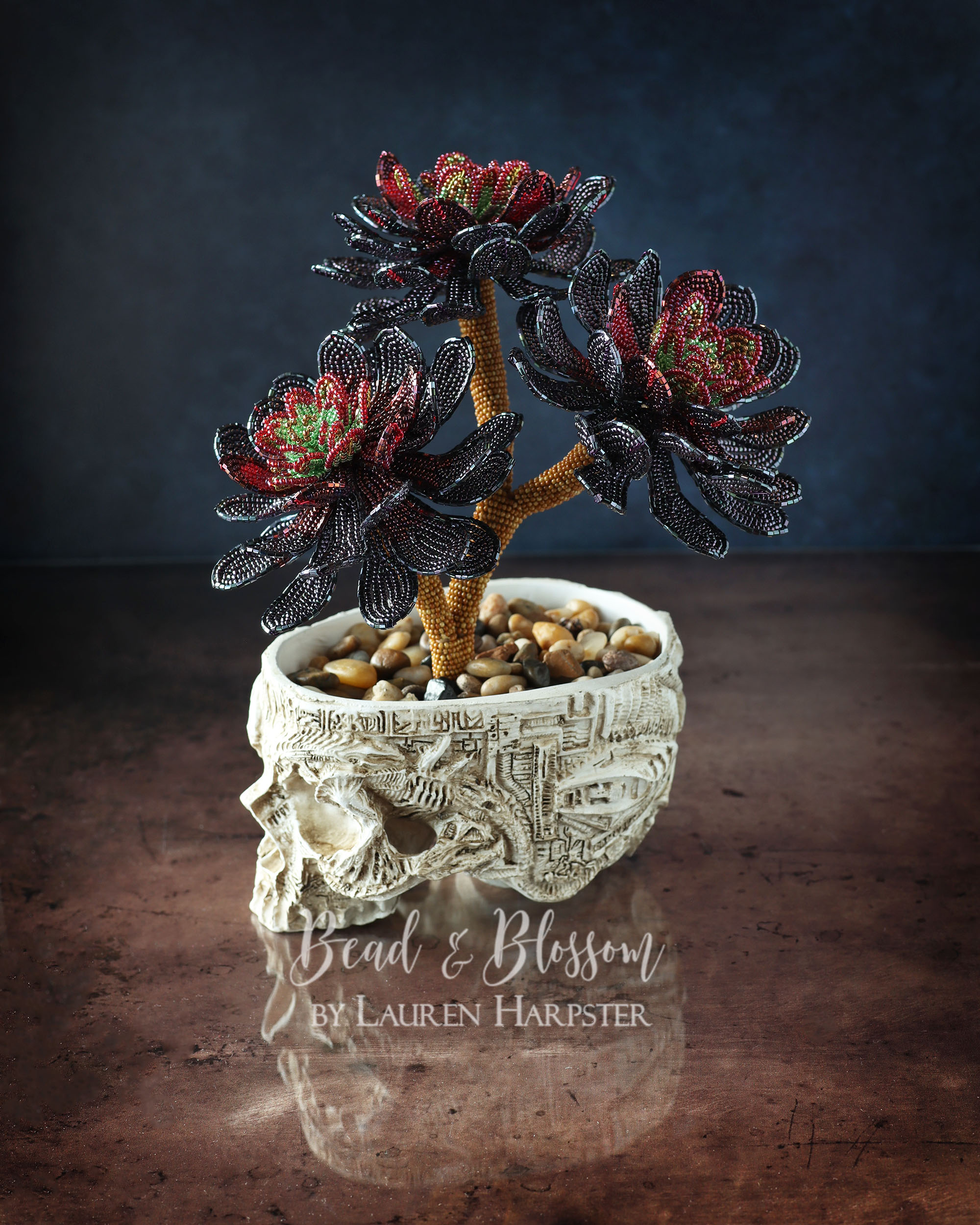 Bead & Blossom - French Beaded Black Aeonium Tree – PDF Pattern