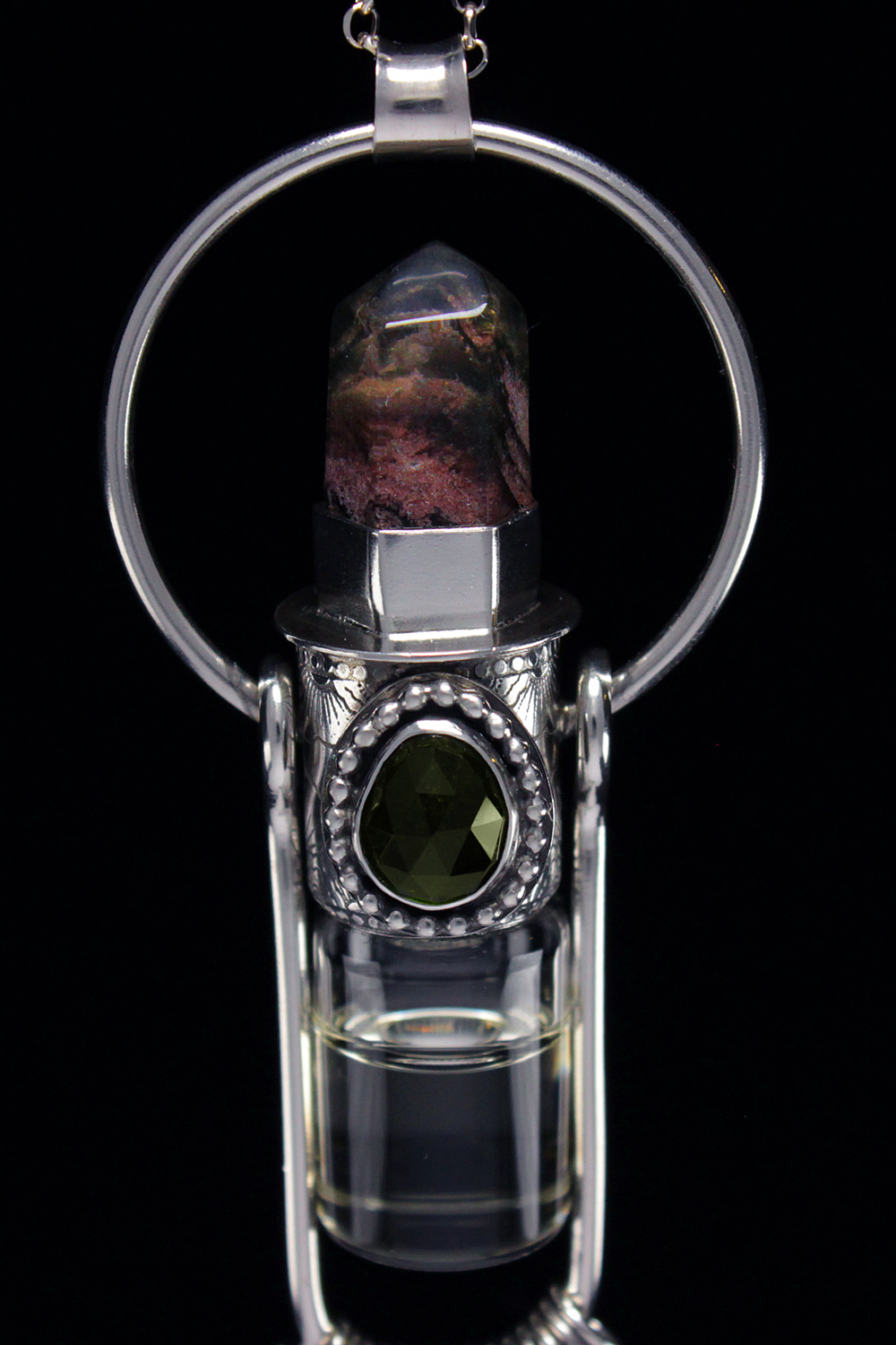 Green Tourmaline Fringe Rollerball Necklace