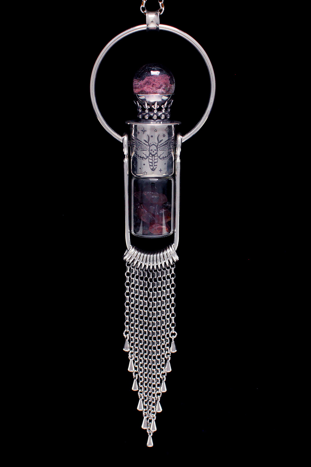 Crimson Hawkmoth Rollerball Necklace