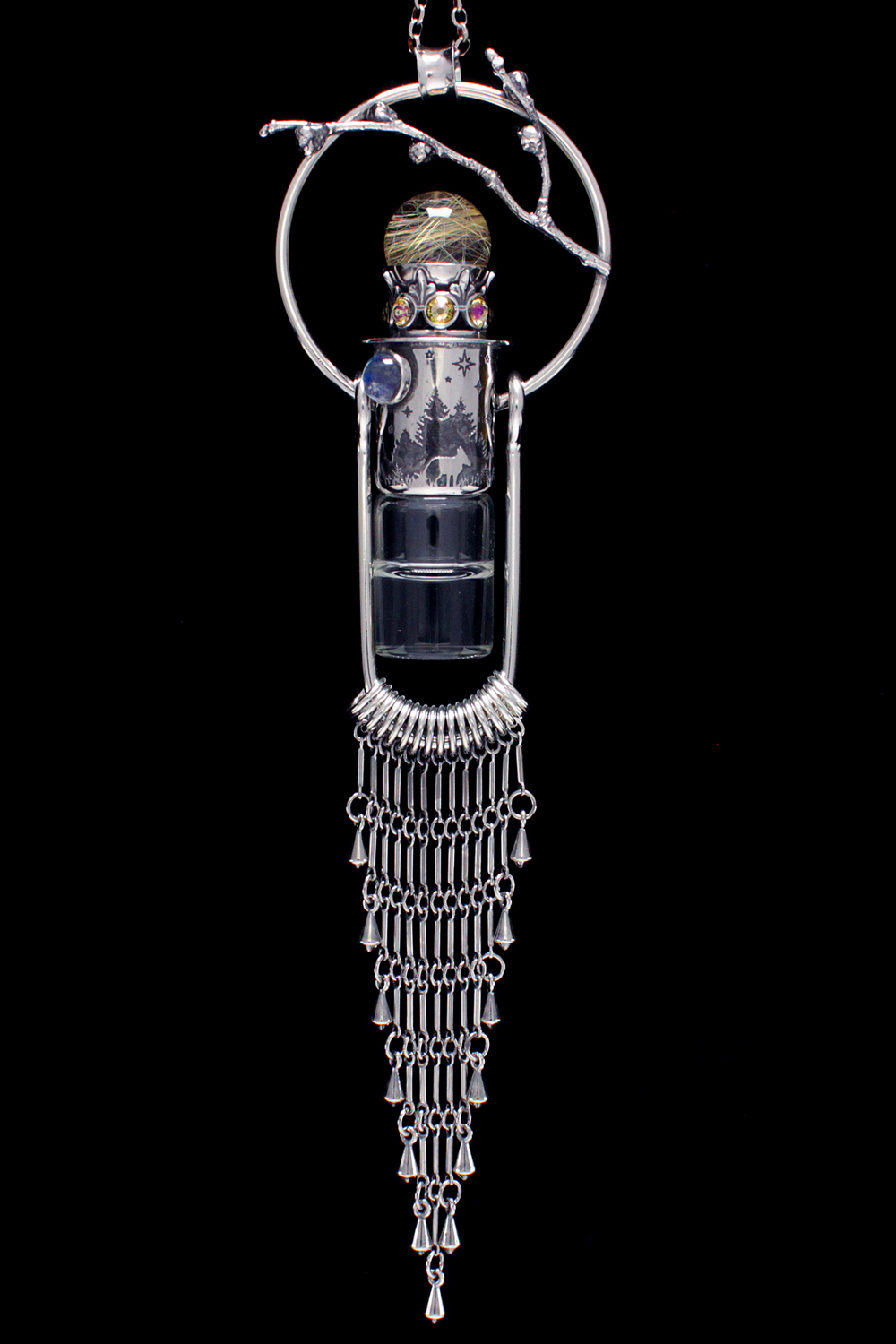Gold Rutile Rollerball Necklace